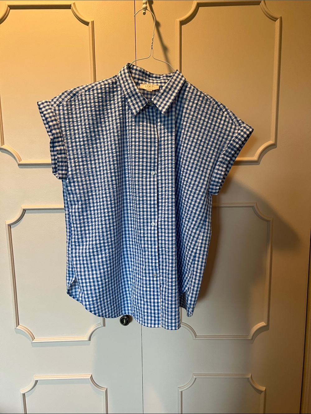 LOFT Blue Gingham Button-Down Kids Shirt